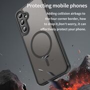 Husa pentru  Samsung Galaxy A16 cu protectie pentru lentile si MagSafe EasyCharge, Ghost Series Anti-ingalbenire, frosted - Negru
