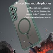 Husa pentru  Samsung Galaxy A16 cu protectie pentru lentile si MagSafe EasyCharge, Ghost Series Anti-ingalbenire, frosted - Verde