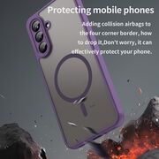 Husa pentru  Samsung Galaxy A26 cu protectie pentru lentile si MagSafe EasyCharge, Ghost Series Anti-ingalbenire, frosted - Mov
