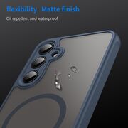 Husa pentru  Samsung Galaxy A35 cu protectie pentru lentile si MagSafe EasyCharge, Ghost Series Anti-ingalbenire, frosted - Albastru