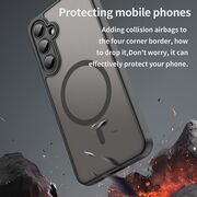 Husa pentru  Samsung Galaxy A55 cu protectie pentru lentile si MagSafe EasyCharge, Ghost Series Anti-ingalbenire, frosted - Negru