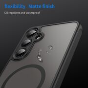 Husa pentru  Samsung Galaxy A55 cu protectie pentru lentile si MagSafe EasyCharge, Ghost Series Anti-ingalbenire, frosted - Negru