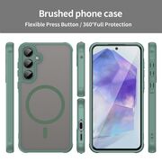 Husa pentru  Samsung Galaxy A55 cu protectie pentru lentile si MagSafe EasyCharge, Ghost Series Anti-ingalbenire, frosted - Verde
