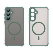 Husa pentru  Samsung Galaxy A55 cu protectie pentru lentile si MagSafe EasyCharge, Ghost Series Anti-ingalbenire, frosted - Verde