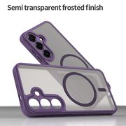 Husa pentru  Samsung Galaxy S24 cu protectie pentru lentile si MagSafe EasyCharge, Ghost Series Anti-ingalbenire, frosted - Mov