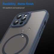 Husa pentru  iPhone 12 Pro Max cu protectie pentru lentile si MagSafe EasyCharge, Ghost Series Anti-ingalbenire, frosted - Albastru