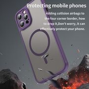 Husa pentru  iPhone 12 Pro Max cu protectie pentru lentile si MagSafe EasyCharge, Ghost Series Anti-ingalbenire, frosted - Mov