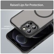 Husa pentru  iPhone 12 Pro Max cu protectie pentru lentile si MagSafe EasyCharge, Ghost Series Anti-ingalbenire, frosted - Negru