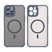 Husa pentru  iPhone 12 Pro cu protectie pentru lentile si MagSafe EasyCharge, Ghost Series Anti-ingalbenire, frosted - Albastru