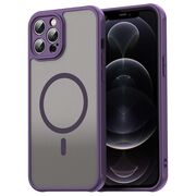 Husa pentru  iPhone 12 Pro cu protectie pentru lentile si MagSafe EasyCharge, Ghost Series Anti-ingalbenire, frosted - Mov