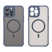 Husa pentru  iPhone 13 Pro Max cu protectie pentru lentile si MagSafe EasyCharge, Ghost Series Anti-ingalbenire, frosted - Albastru