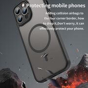 Husa pentru  iPhone 13 Pro Max cu protectie pentru lentile si MagSafe EasyCharge, Ghost Series Anti-ingalbenire, frosted - Negru