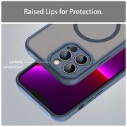 Husa pentru  iPhone 13 Pro cu protectie pentru lentile si MagSafe EasyCharge, Ghost Series Anti-ingalbenire, frosted - Albastru