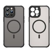Husa pentru  iPhone 13 Pro cu protectie pentru lentile si MagSafe EasyCharge, Ghost Series Anti-ingalbenire, frosted - Negru