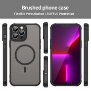 Husa pentru  iPhone 13 Pro cu protectie pentru lentile si MagSafe EasyCharge, Ghost Series Anti-ingalbenire, frosted - Negru
