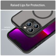 Husa pentru  iPhone 13 Pro cu protectie pentru lentile si MagSafe EasyCharge, Ghost Series Anti-ingalbenire, frosted - Negru