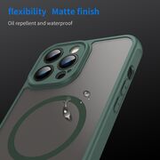 Husa pentru  iPhone 13 Pro cu protectie pentru lentile si MagSafe EasyCharge, Ghost Series Anti-ingalbenire, frosted - Verde