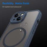 Husa pentru  iPhone 13 cu protectie pentru lentile si MagSafe EasyCharge, Ghost Series Anti-ingalbenire, frosted - Albastru
