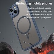 Husa pentru  iPhone 13 cu protectie pentru lentile si MagSafe EasyCharge, Ghost Series Anti-ingalbenire, frosted - Albastru