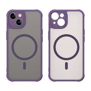 Husa pentru  iPhone 13 cu protectie pentru lentile si MagSafe EasyCharge, Ghost Series Anti-ingalbenire, frosted - Mov