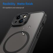 Husa pentru  iPhone 13 cu protectie pentru lentile si MagSafe EasyCharge, Ghost Series Anti-ingalbenire, frosted - Negru