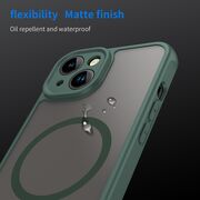 Husa pentru  iPhone 13 cu protectie pentru lentile si MagSafe EasyCharge, Ghost Series Anti-ingalbenire, frosted - Verde