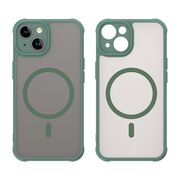Husa pentru  iPhone 13 cu protectie pentru lentile si MagSafe EasyCharge, Ghost Series Anti-ingalbenire, frosted - Verde