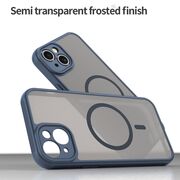 Husa pentru  iPhone 14 Plus cu protectie pentru lentile si MagSafe EasyCharge, Ghost Series Anti-ingalbenire, frosted - Albastru