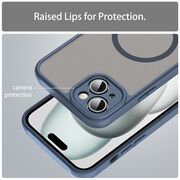 Husa pentru  iPhone 14 Plus cu protectie pentru lentile si MagSafe EasyCharge, Ghost Series Anti-ingalbenire, frosted - Albastru