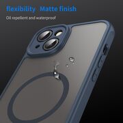 Husa pentru  iPhone 14 Plus cu protectie pentru lentile si MagSafe EasyCharge, Ghost Series Anti-ingalbenire, frosted - Albastru