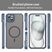 Husa pentru  iPhone 14 Plus cu protectie pentru lentile si MagSafe EasyCharge, Ghost Series Anti-ingalbenire, frosted - Albastru