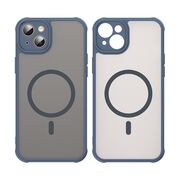 Husa pentru  iPhone 14 Plus cu protectie pentru lentile si MagSafe EasyCharge, Ghost Series Anti-ingalbenire, frosted - Albastru