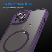 Husa pentru  iPhone 14 Plus cu protectie pentru lentile si MagSafe EasyCharge, Ghost Series Anti-ingalbenire, frosted - Mov