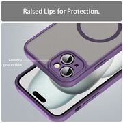 Husa pentru  iPhone 14 Plus cu protectie pentru lentile si MagSafe EasyCharge, Ghost Series Anti-ingalbenire, frosted - Mov