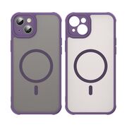 Husa pentru  iPhone 14 Plus cu protectie pentru lentile si MagSafe EasyCharge, Ghost Series Anti-ingalbenire, frosted - Mov