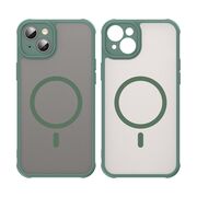 Husa pentru  iPhone 14 Plus cu protectie pentru lentile si MagSafe EasyCharge, Ghost Series Anti-ingalbenire, frosted - Verde