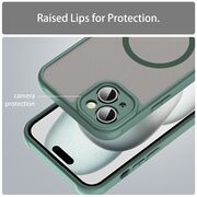 Husa pentru  iPhone 14 Plus cu protectie pentru lentile si MagSafe EasyCharge, Ghost Series Anti-ingalbenire, frosted - Verde