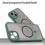 Husa pentru  iPhone 14 Plus cu protectie pentru lentile si MagSafe EasyCharge, Ghost Series Anti-ingalbenire, frosted - Verde