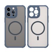 Husa pentru  iPhone 14 Pro  cu protectie pentru lentile si MagSafe EasyCharge, Ghost Series Anti-ingalbenire, frosted - Albastru