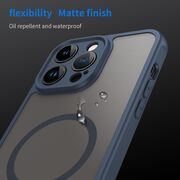 Husa pentru  iPhone 14 Pro  cu protectie pentru lentile si MagSafe EasyCharge, Ghost Series Anti-ingalbenire, frosted - Albastru