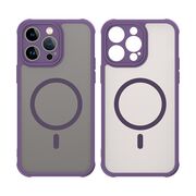 Husa pentru  iPhone 14 Pro  cu protectie pentru lentile si MagSafe EasyCharge, Ghost Series Anti-ingalbenire, frosted - Mov