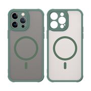 Husa pentru  iPhone 14 Pro  cu protectie pentru lentile si MagSafe EasyCharge, Ghost Series Anti-ingalbenire, frosted - Verde