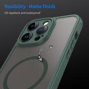 Husa pentru  iPhone 14 Pro  cu protectie pentru lentile si MagSafe EasyCharge, Ghost Series Anti-ingalbenire, frosted - Verde