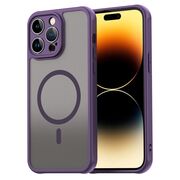 Husa pentru  iPhone 14 Pro Max cu protectie pentru lentile si MagSafe EasyCharge, Ghost Series Anti-ingalbenire, frosted - Mov