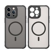 Husa pentru  iPhone 14 Pro Max cu protectie pentru lentile si MagSafe EasyCharge, Ghost Series Anti-ingalbenire, frosted - Negru