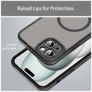 Husa pentru  iPhone 14 cu protectie pentru lentile si MagSafe EasyCharge, Ghost Series Anti-ingalbenire, frosted - Negru