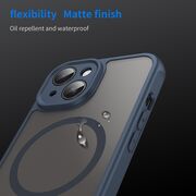 Husa pentru  iPhone 15 Plus cu protectie pentru lentile si MagSafe EasyCharge, Ghost Series Anti-ingalbenire, frosted - Albastru