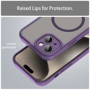 Husa pentru  iPhone 15 Plus cu protectie pentru lentile si MagSafe EasyCharge, Ghost Series Anti-ingalbenire, frosted - Mov