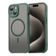 Husa pentru  iPhone 15 Plus cu protectie pentru lentile si MagSafe EasyCharge, Ghost Series Anti-ingalbenire, frosted - Verde