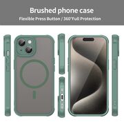 Husa pentru  iPhone 15 Plus cu protectie pentru lentile si MagSafe EasyCharge, Ghost Series Anti-ingalbenire, frosted - Verde